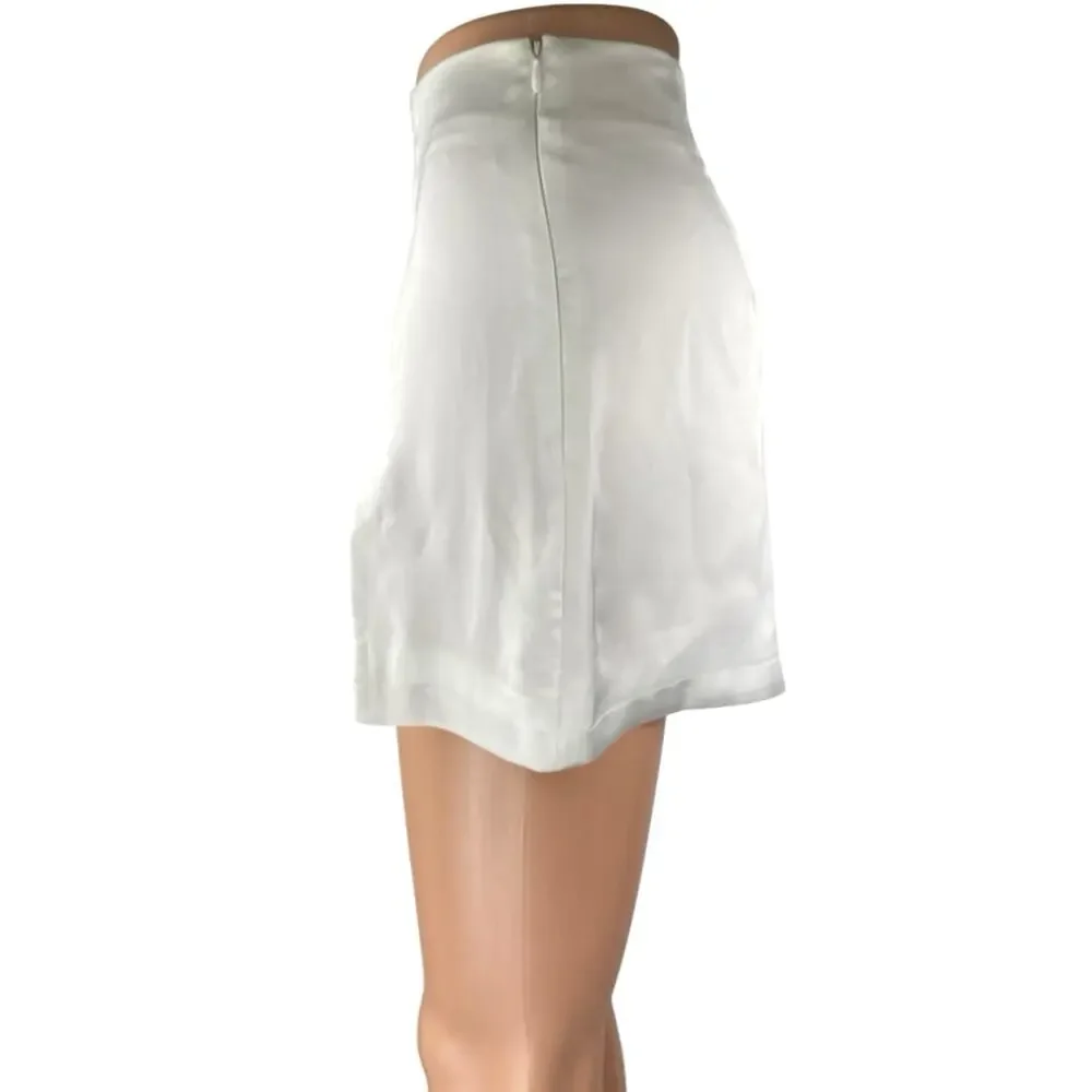 Princess Polly Women's White Slit High Waisted Silk Satin Mini Slip Skirt Size 2